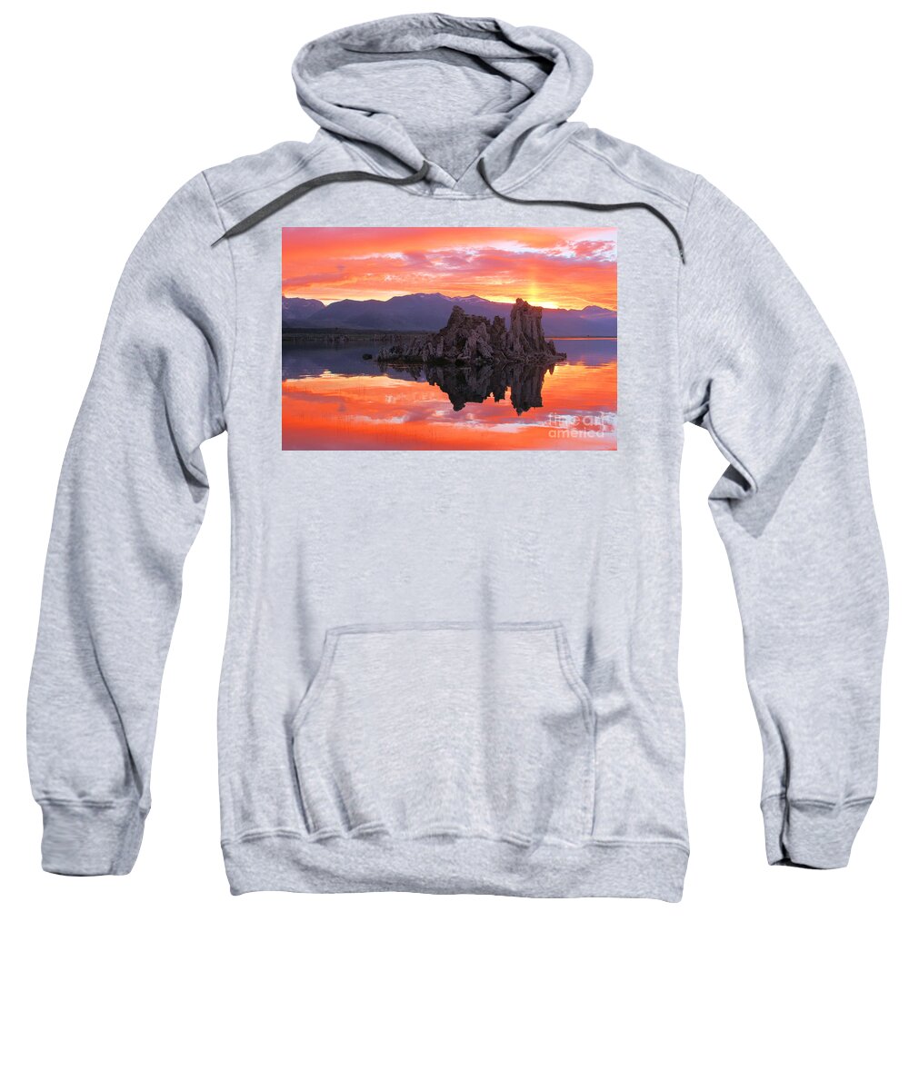 Mono Lake Sunset Sweatshirt featuring the photograph Mono Lake Fiery Sunset by Adam Jewell