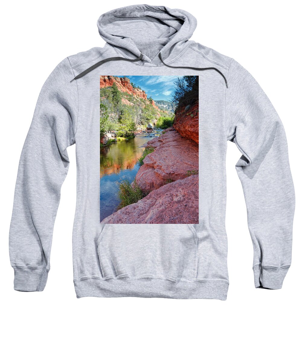 Sedona Sweatshirt featuring the photograph Morning Sun on Oak Creek - Slide Rock State Park Sedona Arizona by Silvio Ligutti