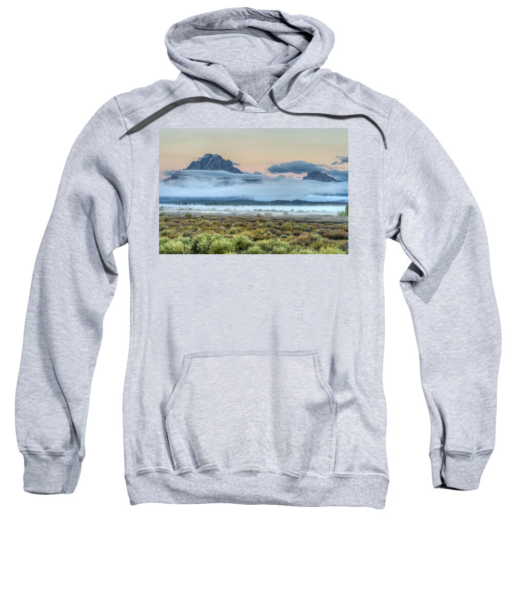 Flpa Sweatshirt featuring the photograph Mt Moran Grand Teton Np Wyoming by Mark Newman