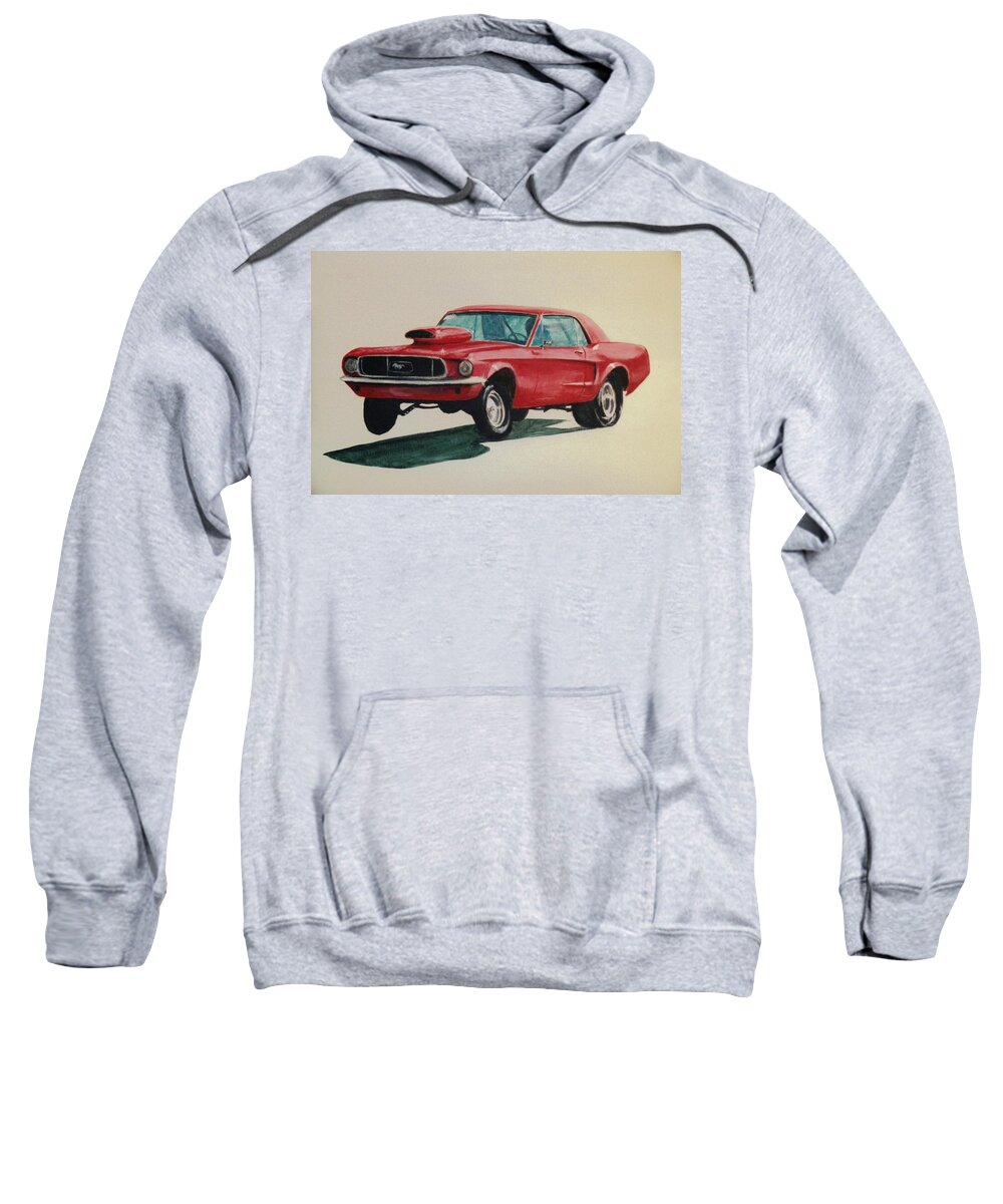 Mustang Sweatshirt featuring the painting Mustang launch by Stacy C Bottoms