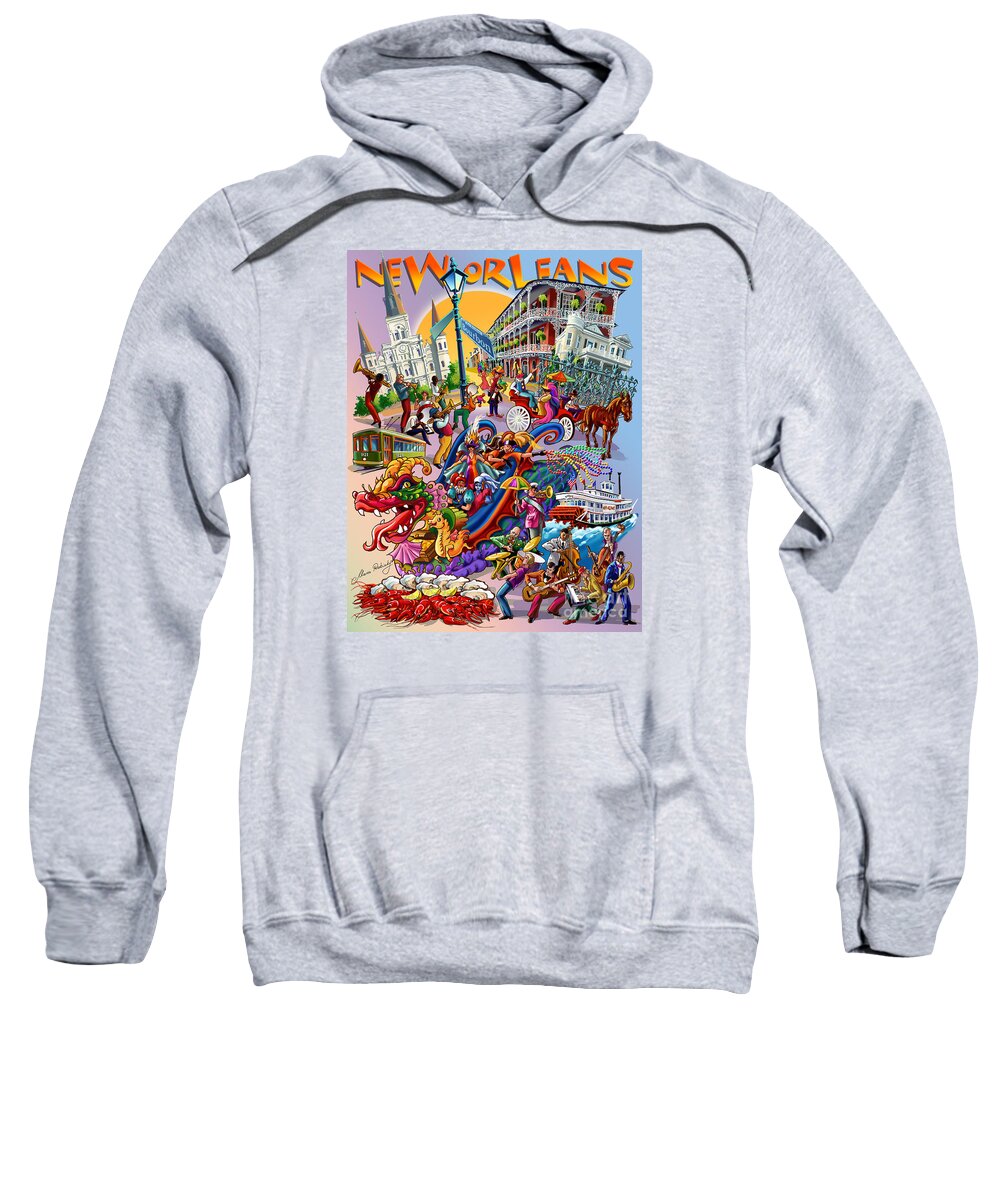 New Orleans Sweatshirt featuring the digital art New Orleans in color by Maria Rabinky