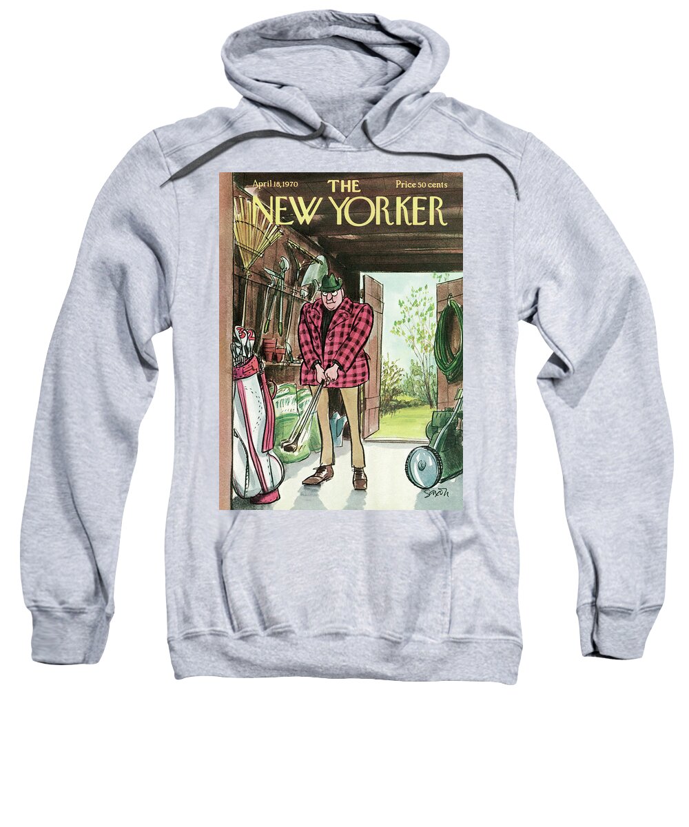 Charles Saxon Csa Sweatshirt featuring the painting New Yorker April 18th, 1970 by Charles Saxon