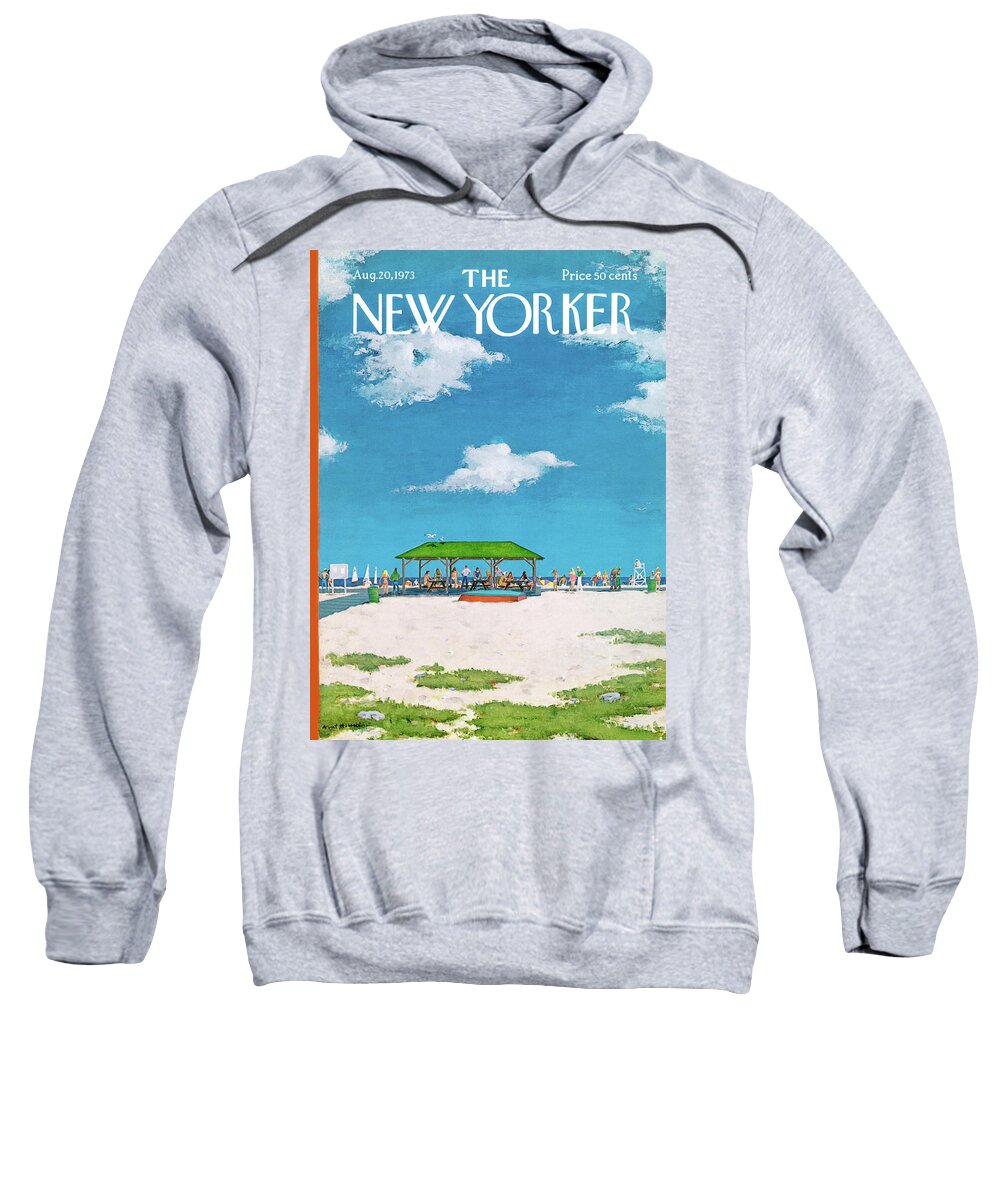 Summer Sweatshirt featuring the painting New Yorker August 20th, 1973 by Albert Hubbell