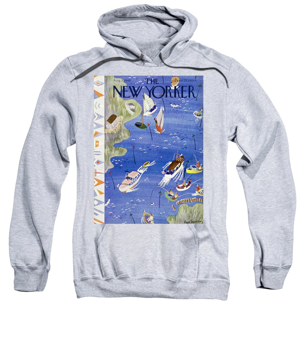 Sport Sweatshirt featuring the painting New Yorker August 3 1940 by Roger Duvoisin