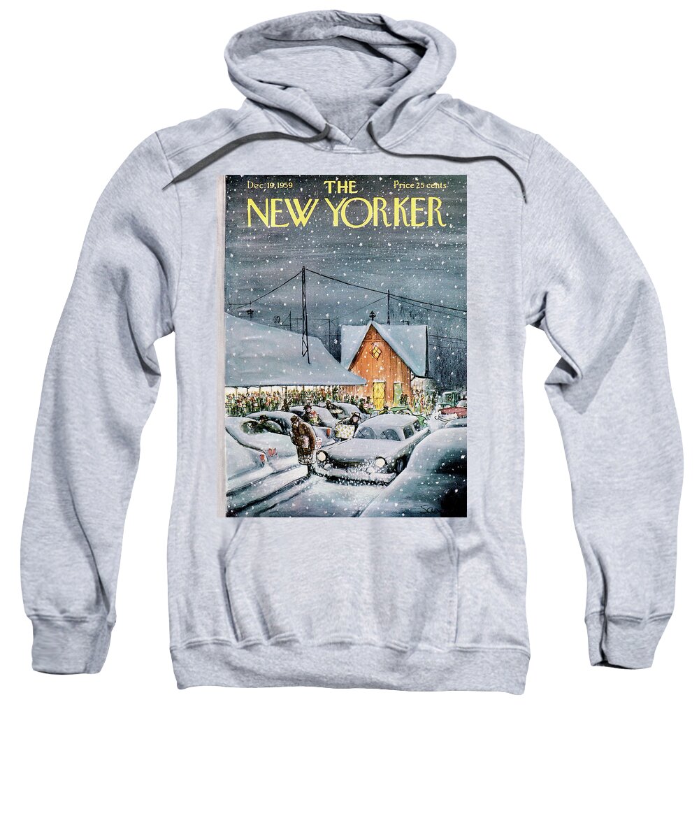 Holidays Sweatshirt featuring the painting New Yorker December 19th, 1959 by Charles Saxon