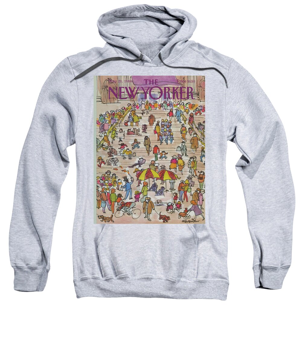 Metropolitan Museum Sweatshirt featuring the painting New Yorker May 21st, 1984 by James Stevenson