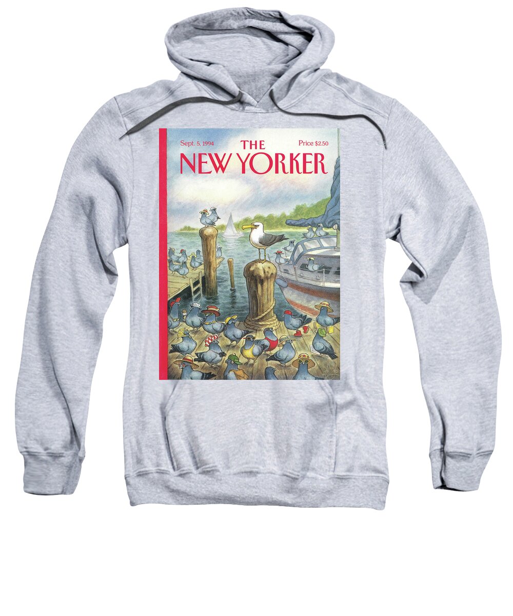 Labor Day Sweatshirt featuring the painting New Yorker September 5th, 1994 by Peter de Seve