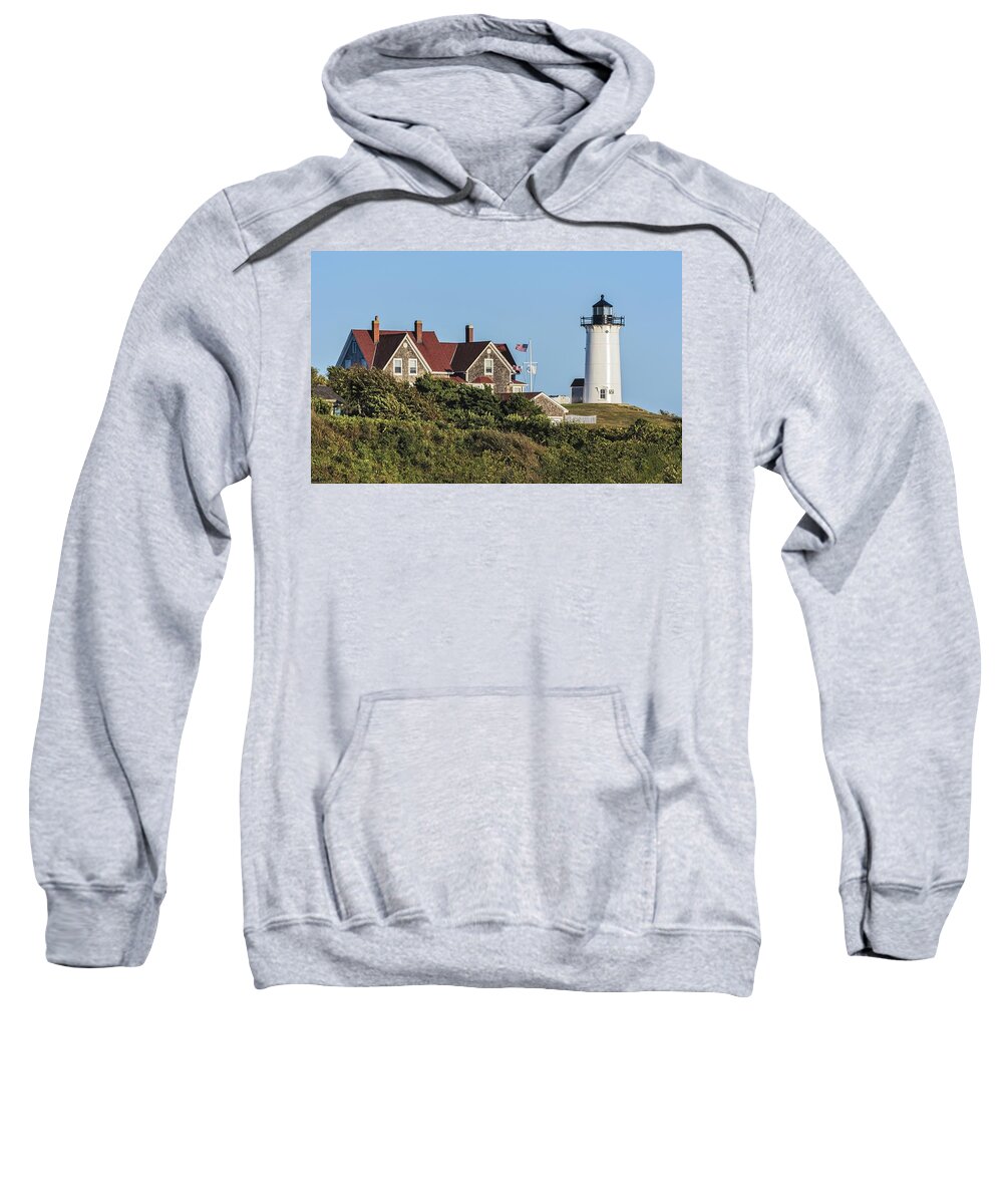Nobska Lighthouse Sweatshirt featuring the photograph Nobska Lighthouse Woods Hole Cape Cod MA by Marianne Campolongo