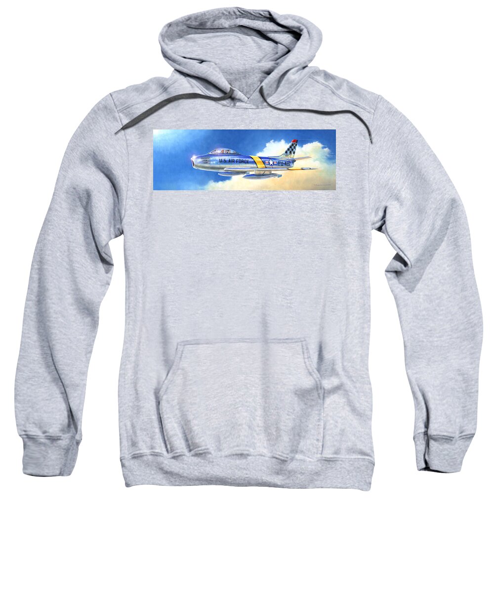 Aviation Sweatshirt featuring the painting North American F-86F Sabre by Douglas Castleman