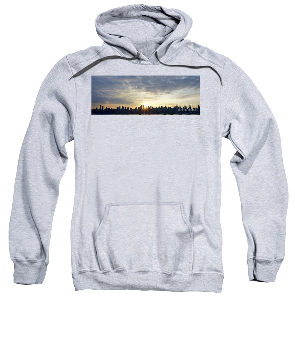 New York City Sweatshirt featuring the photograph NYC Sunrise Panorama by Lilliana Mendez