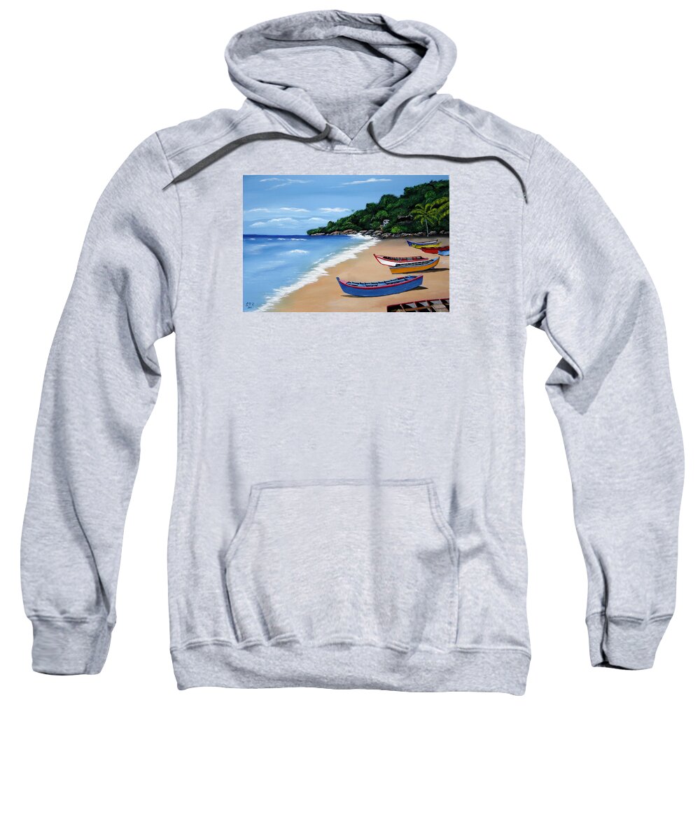 Crashboat Beach Sweatshirt featuring the painting Olas De Crashboat by Luis F Rodriguez