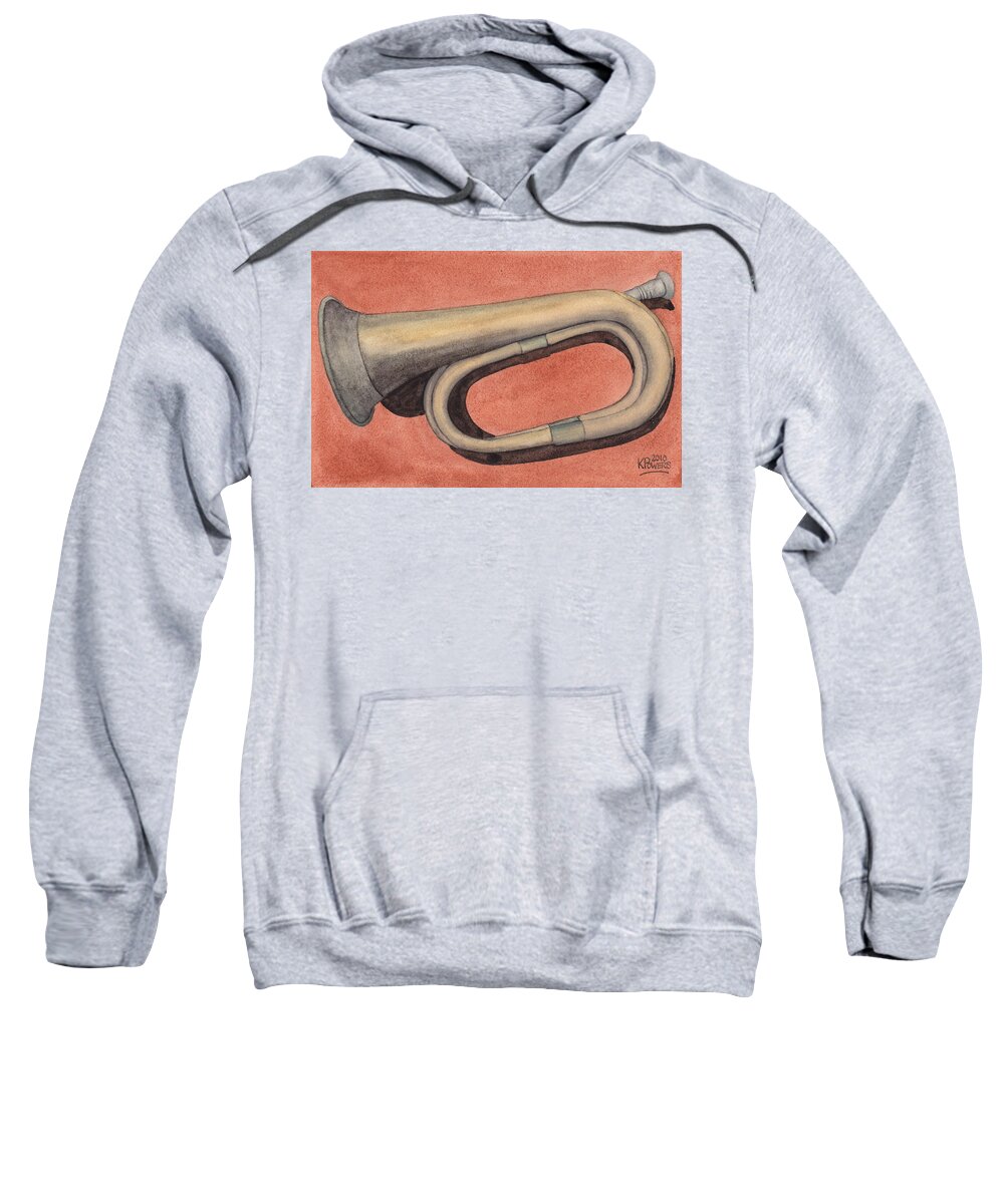 Brass Sweatshirt featuring the painting Old Bugle by Ken Powers