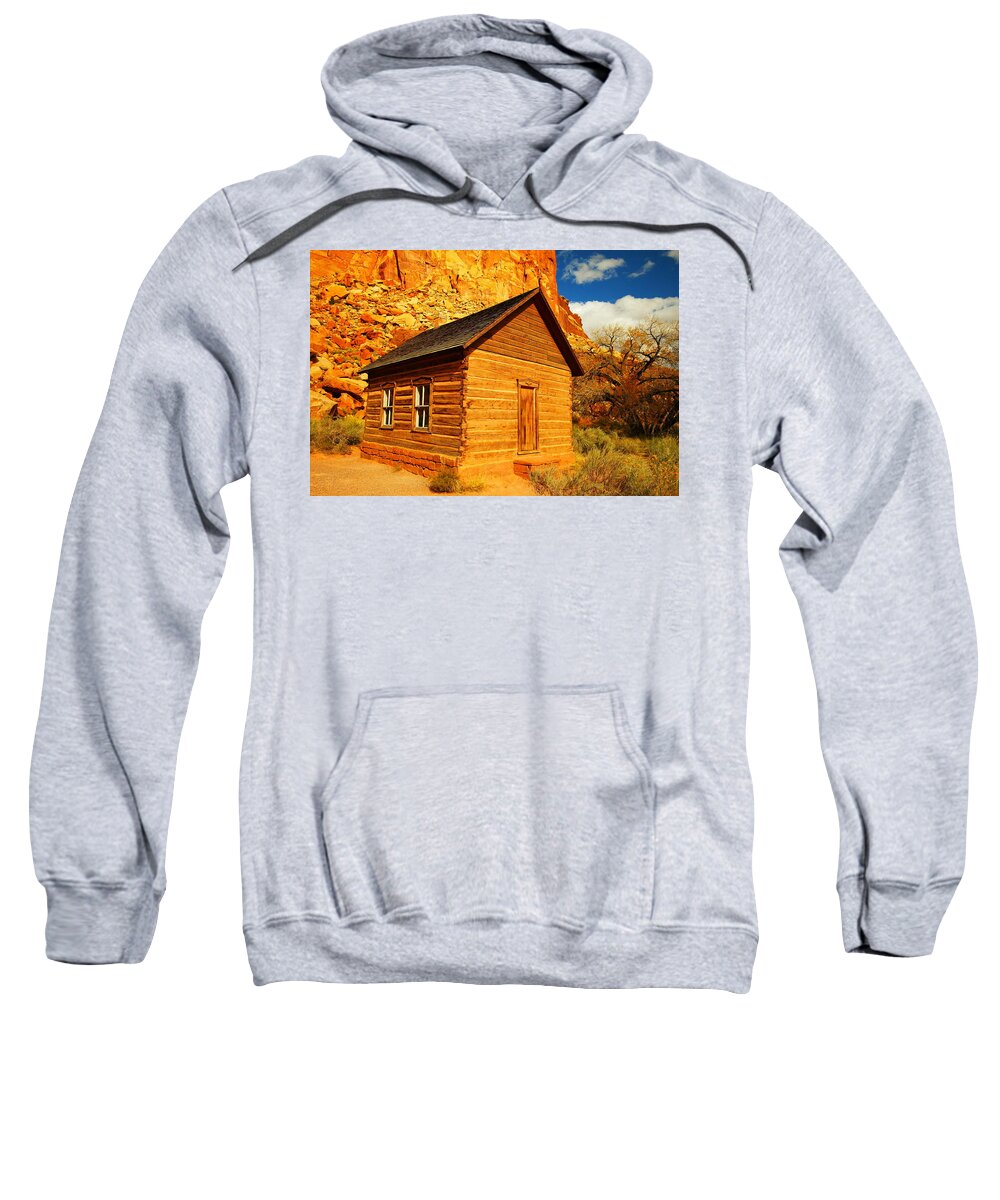 Schools Sweatshirt featuring the photograph Old Schoolhouse Near Capital Reef Utah by Jeff Swan