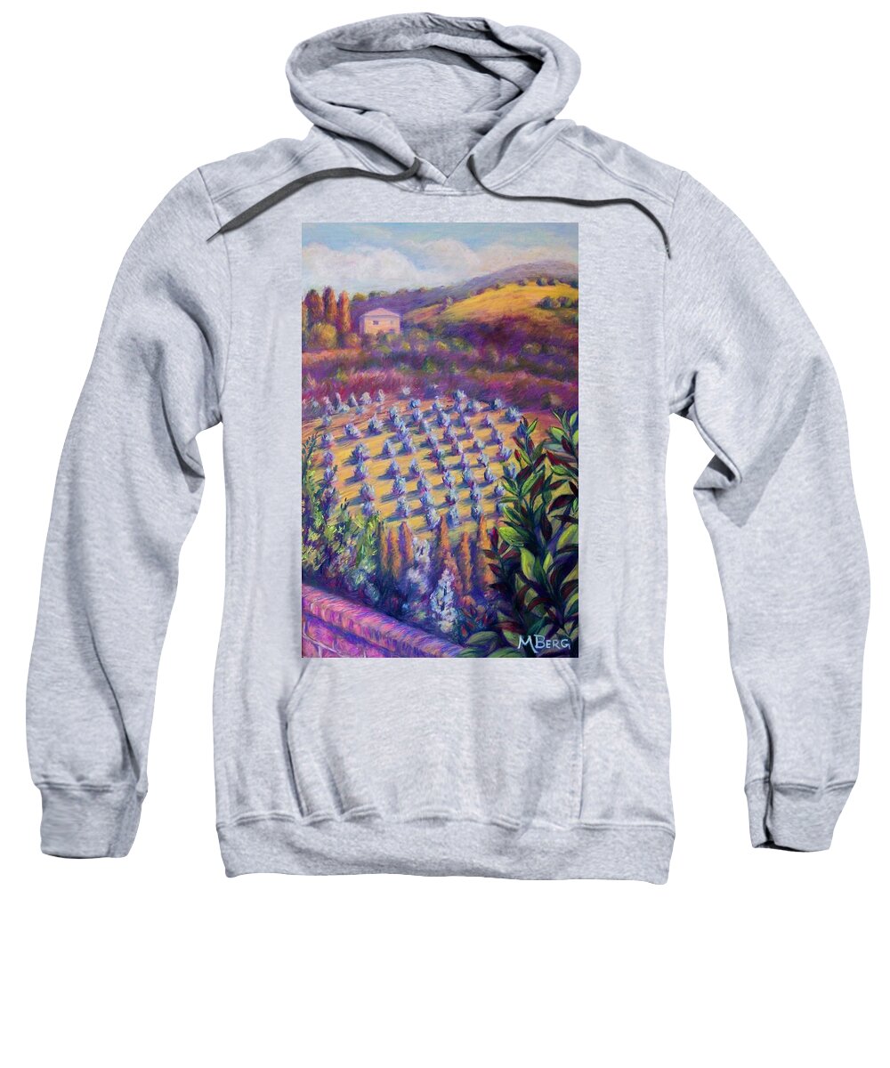 Plein Air Sweatshirt featuring the painting Olive Groves in Tuscany by Marian Berg