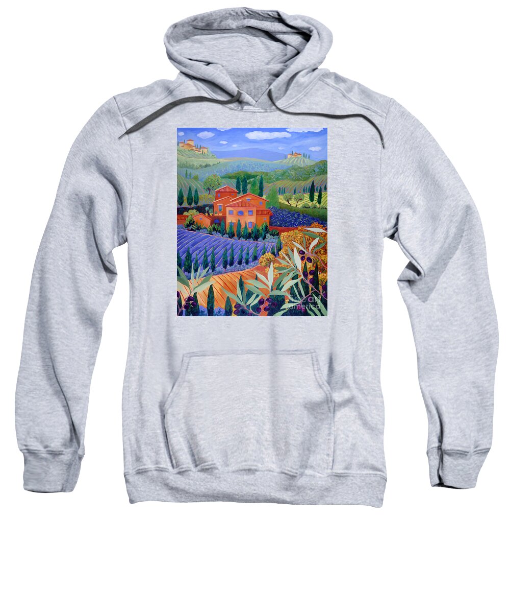 Tuscany Sweatshirt featuring the painting On a Hill Above Tuscany by Cathy Carey