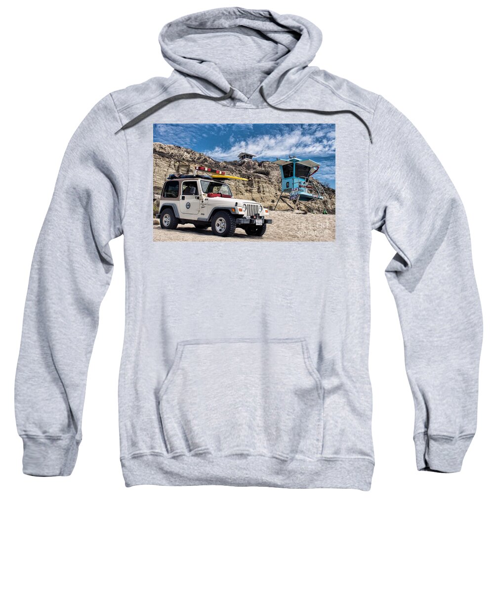 Jeep Sweatshirt featuring the photograph On Duty by Peggy Hughes
