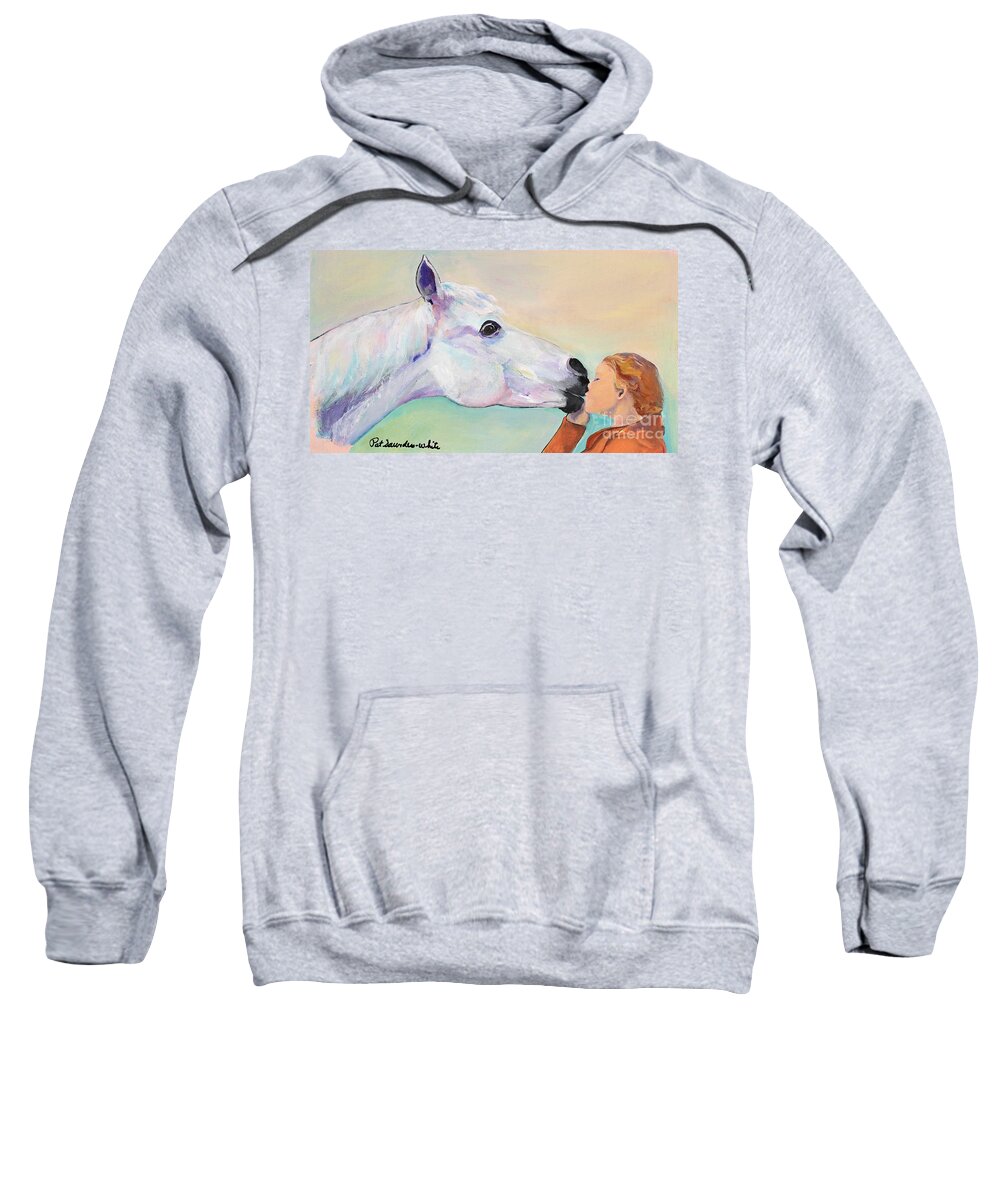 Pat Saunders-white Sweatshirt featuring the painting Opies' Kiss by Pat Saunders-White