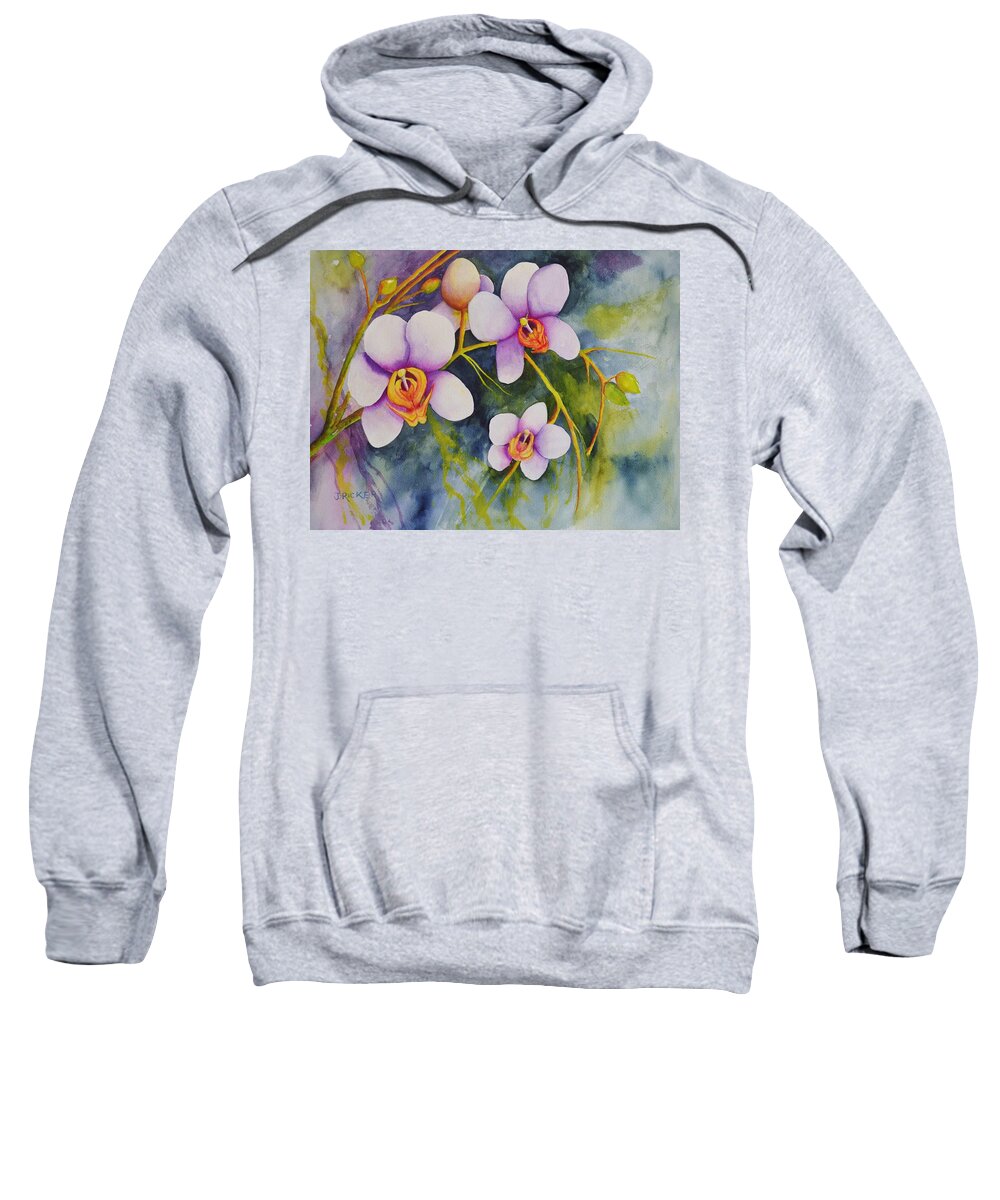 Piston Sweatshirt featuring the painting Orchids in my Garden by Jane Ricker