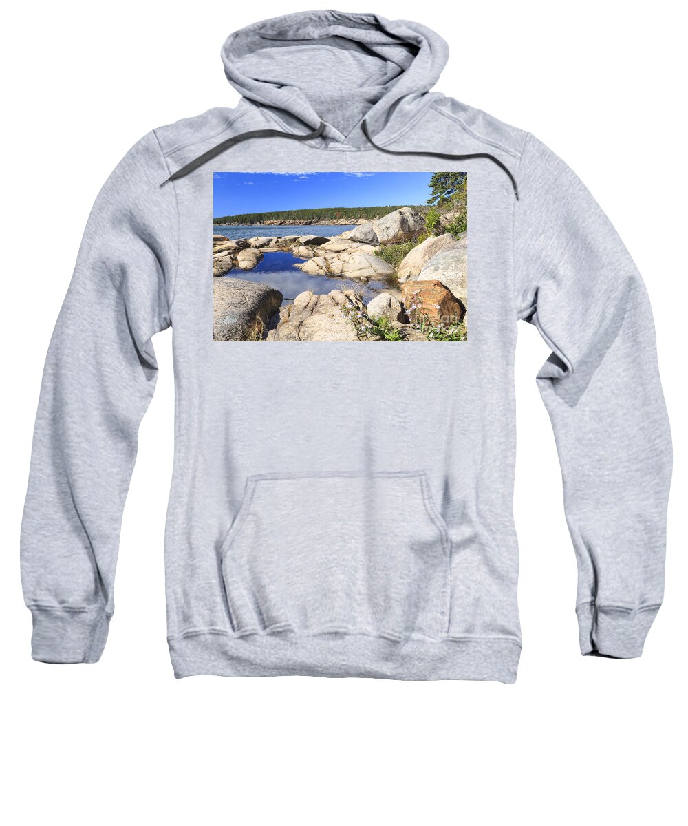 Acadia Sweatshirt featuring the photograph Otter Cove boulders Acadia National Park Maine by Ken Brown