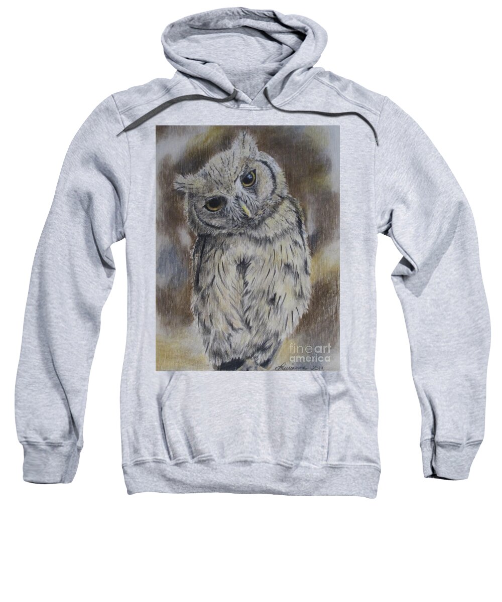 Owl Sweatshirt featuring the drawing Owl by Laurianna Taylor