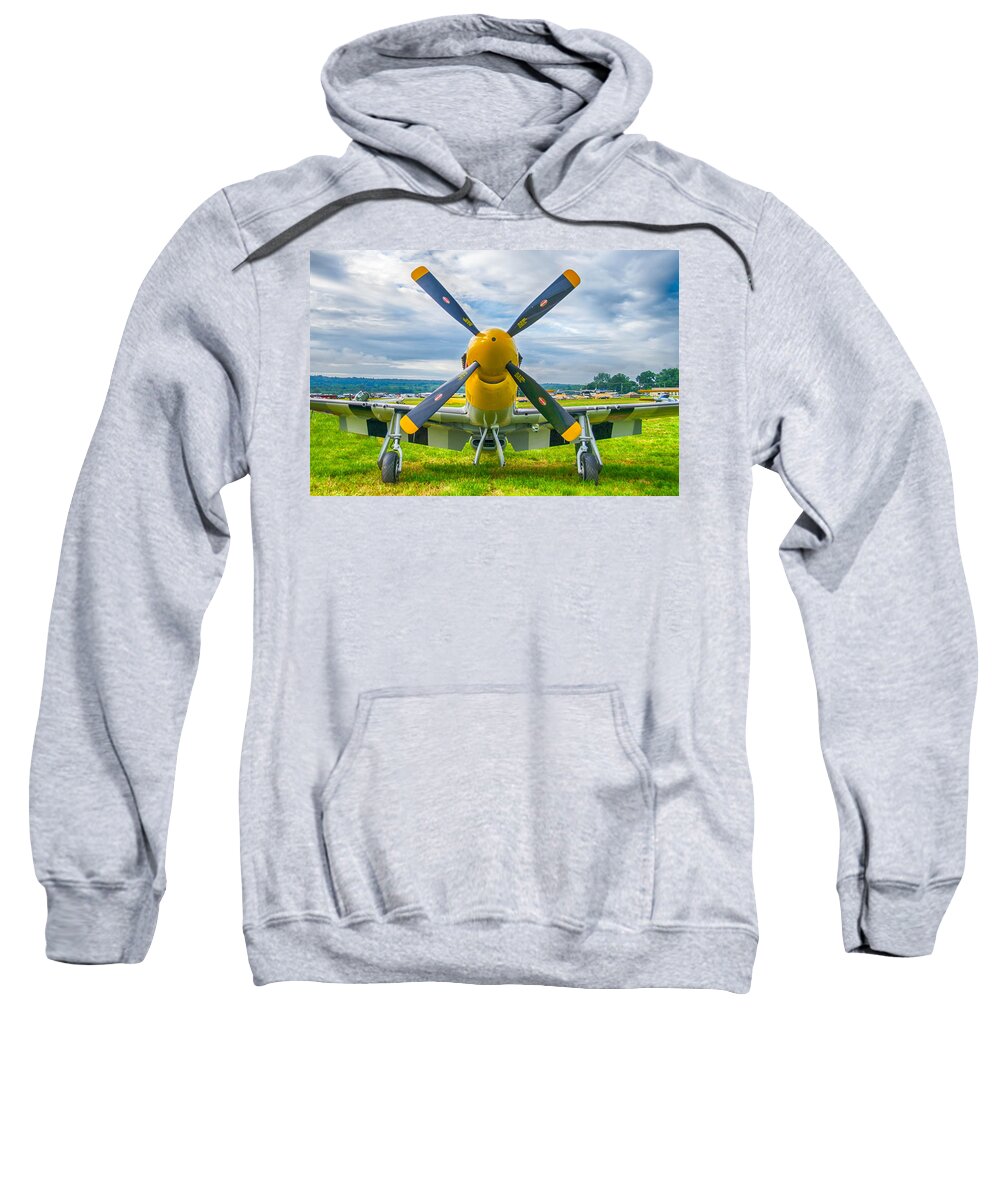 Aviation Sweatshirt featuring the photograph P-51 Mustang  7D03701 by Guy Whiteley