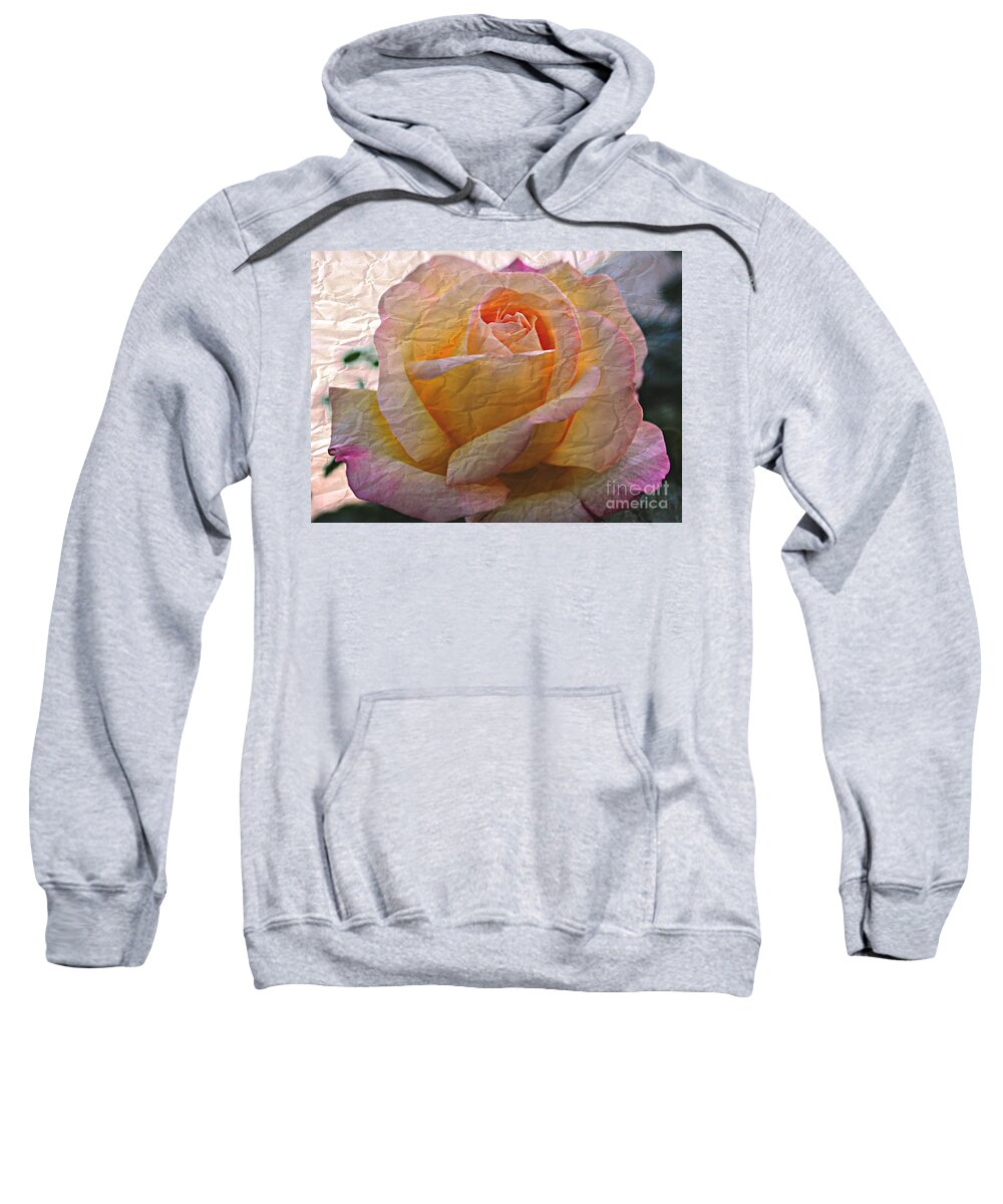 Rose Sweatshirt featuring the photograph Painted Paper Rose by Judy Palkimas