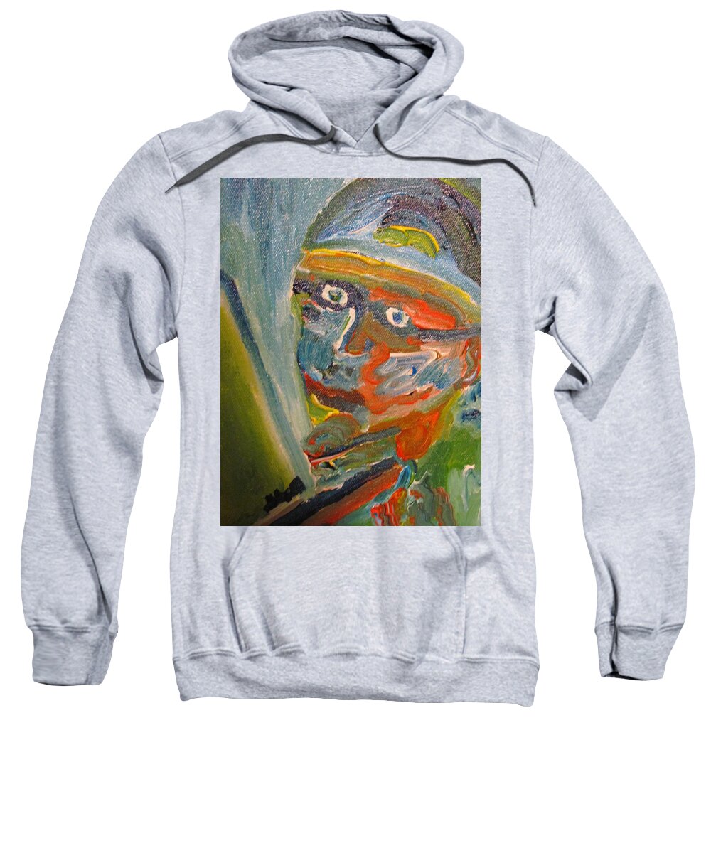 Hat Sweatshirt featuring the painting Painting Myself by Shea Holliman