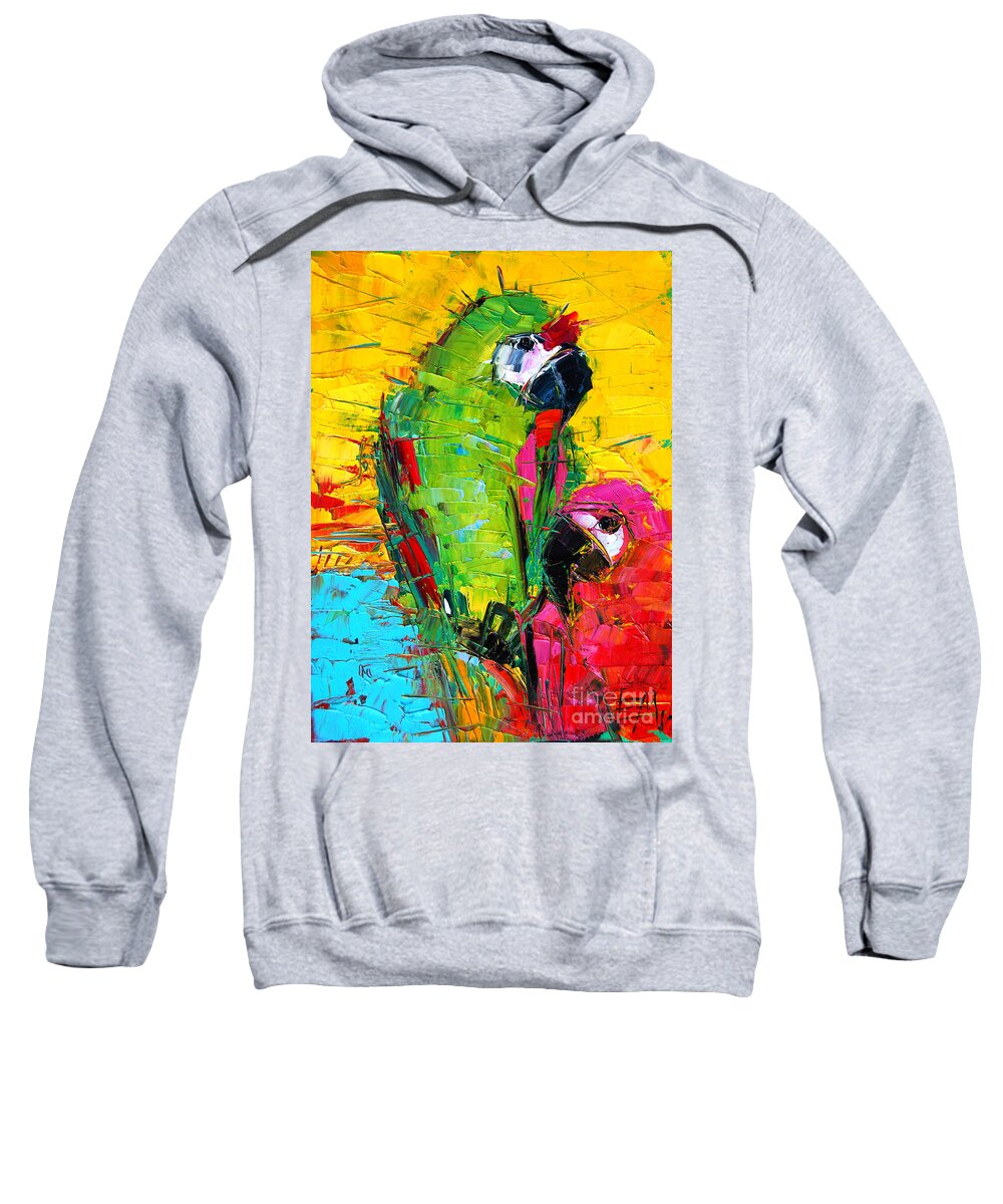 Parrot Lovers Sweatshirt featuring the painting Parrot Lovers by Mona Edulesco