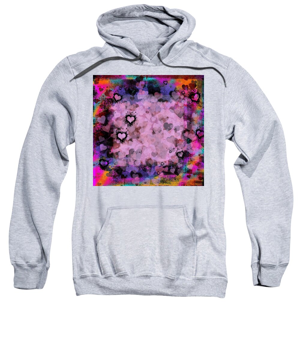 Pink Sweatshirt featuring the mixed media Passionate Hearts II by Marianne Campolongo