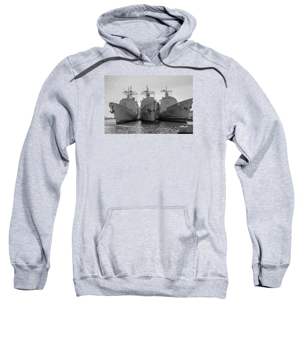 Philadelphia Sweatshirt featuring the photograph Philadelphia Navy Yard B - W by Susan McMenamin