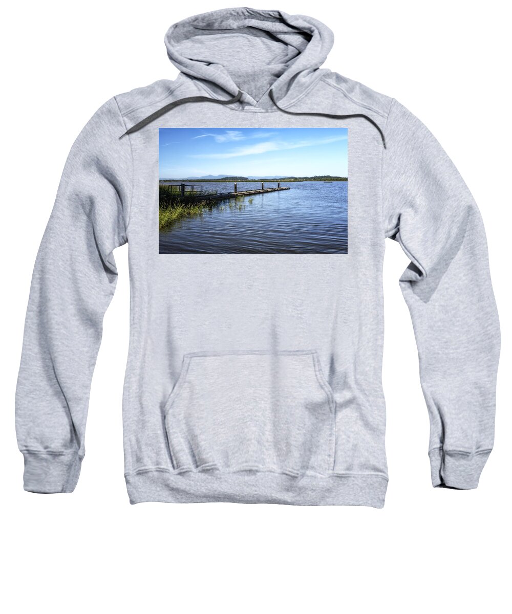 Pier Sweatshirt featuring the photograph Pier at Fern Ridge Lake by Belinda Greb