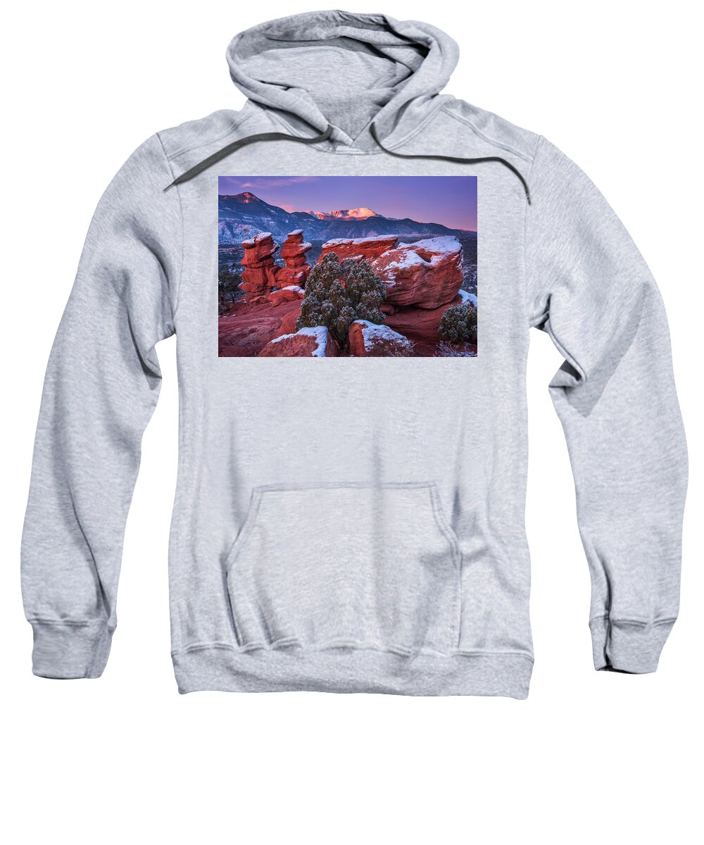 Mountain Sweatshirt featuring the photograph Pikes Peak Sunrise by Darren White