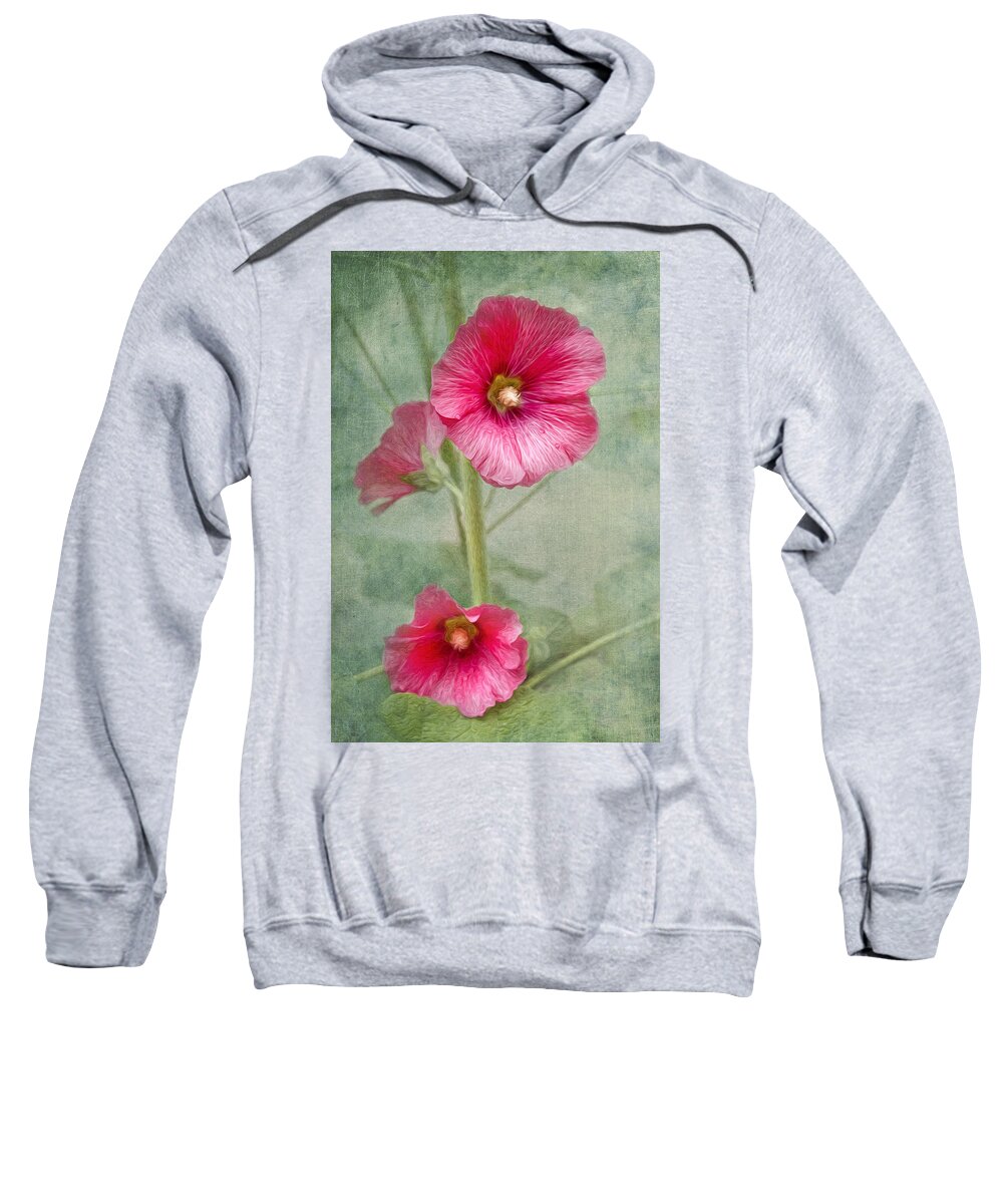 Hollyhock Sweatshirt featuring the photograph Pink Hollyhocks by Lena Auxier