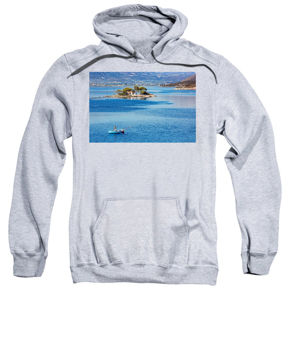 Aegean Sweatshirt featuring the photograph Poros - Greece by Constantinos Iliopoulos