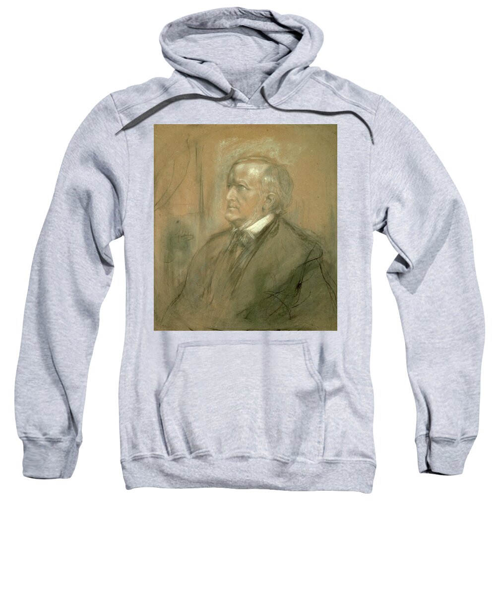 Male Sweatshirt featuring the photograph Portrait Of Richard Wagner 1813-83 1868 Pencil And Charcoal Heightened With White See Also 41968 by Franz Seraph von Lenbach