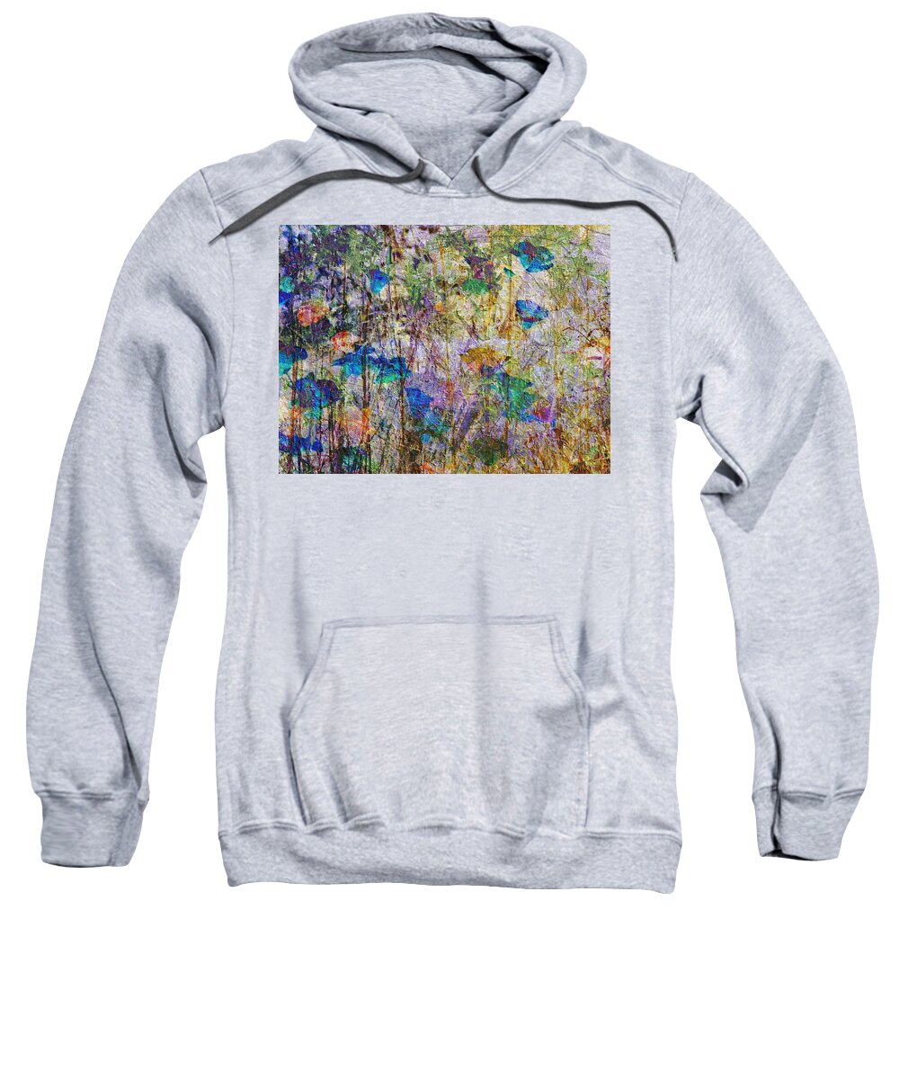 Posies In The Grass Sweatshirt featuring the mixed media Posies in the Grass by Kiki Art