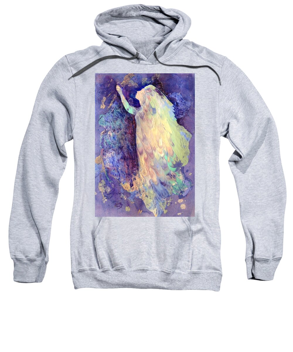 Purple Sweatshirt featuring the painting Prayer by Marilyn Jacobson