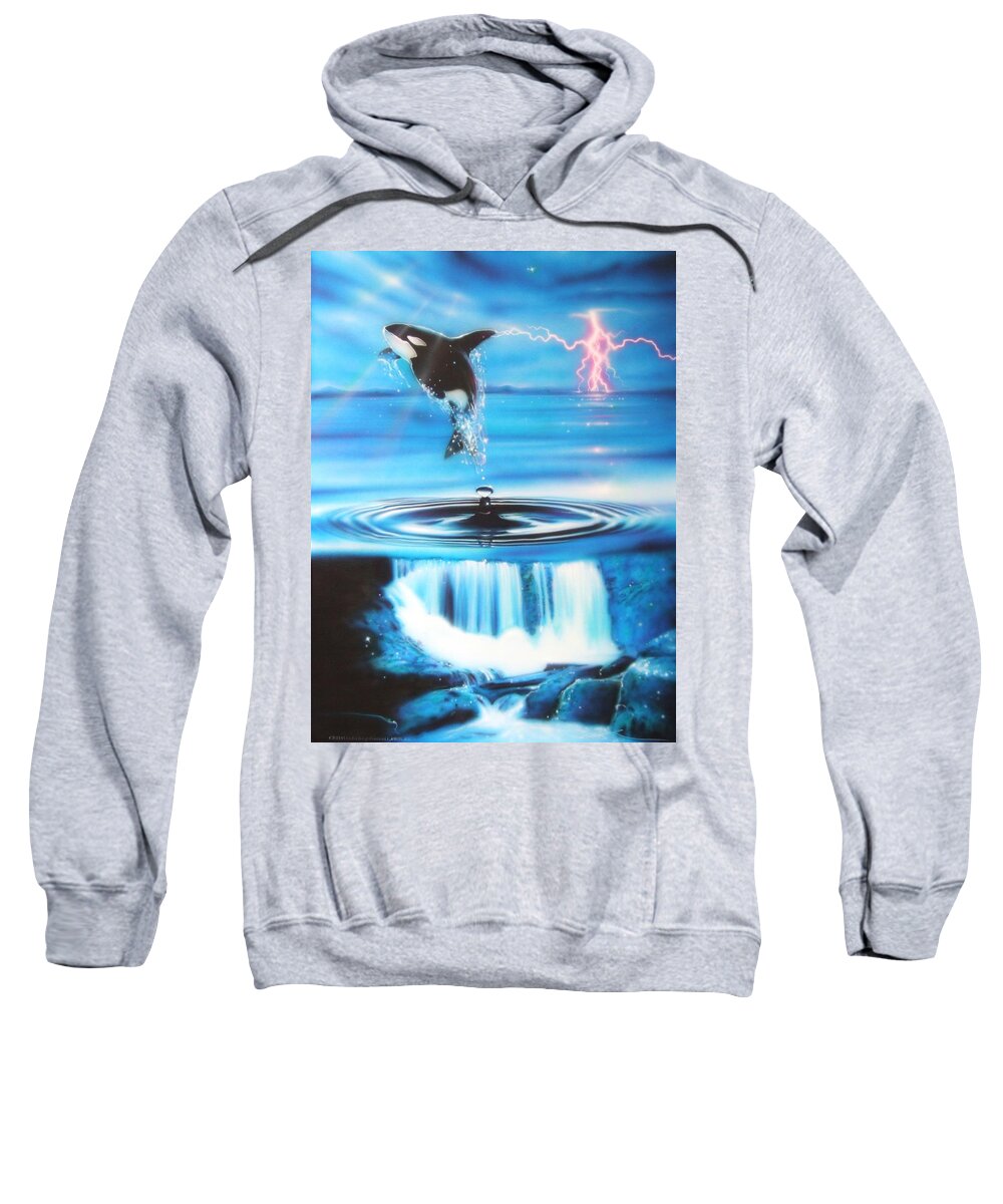 Blue Water Sweatshirt featuring the painting Pure Water Systems by Christian Chapman Art