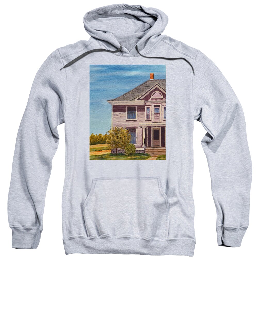 Painting Sweatshirt featuring the painting Purple House on the Prairie by Alan Mager