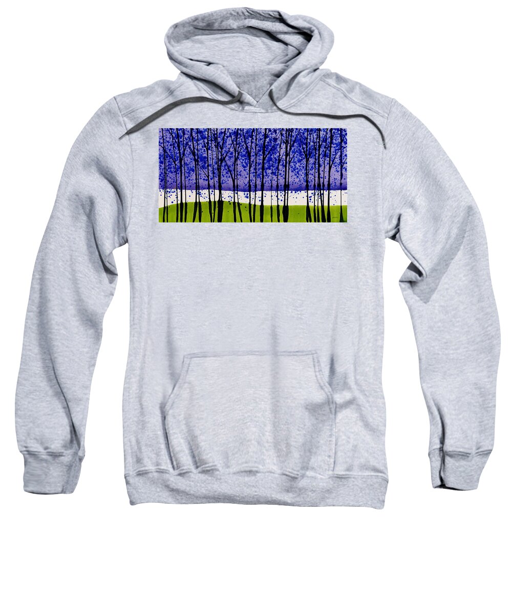 Beautiful Sweatshirt featuring the painting Purple Rain Landscape with Trees 4 by Jerome Lawrence