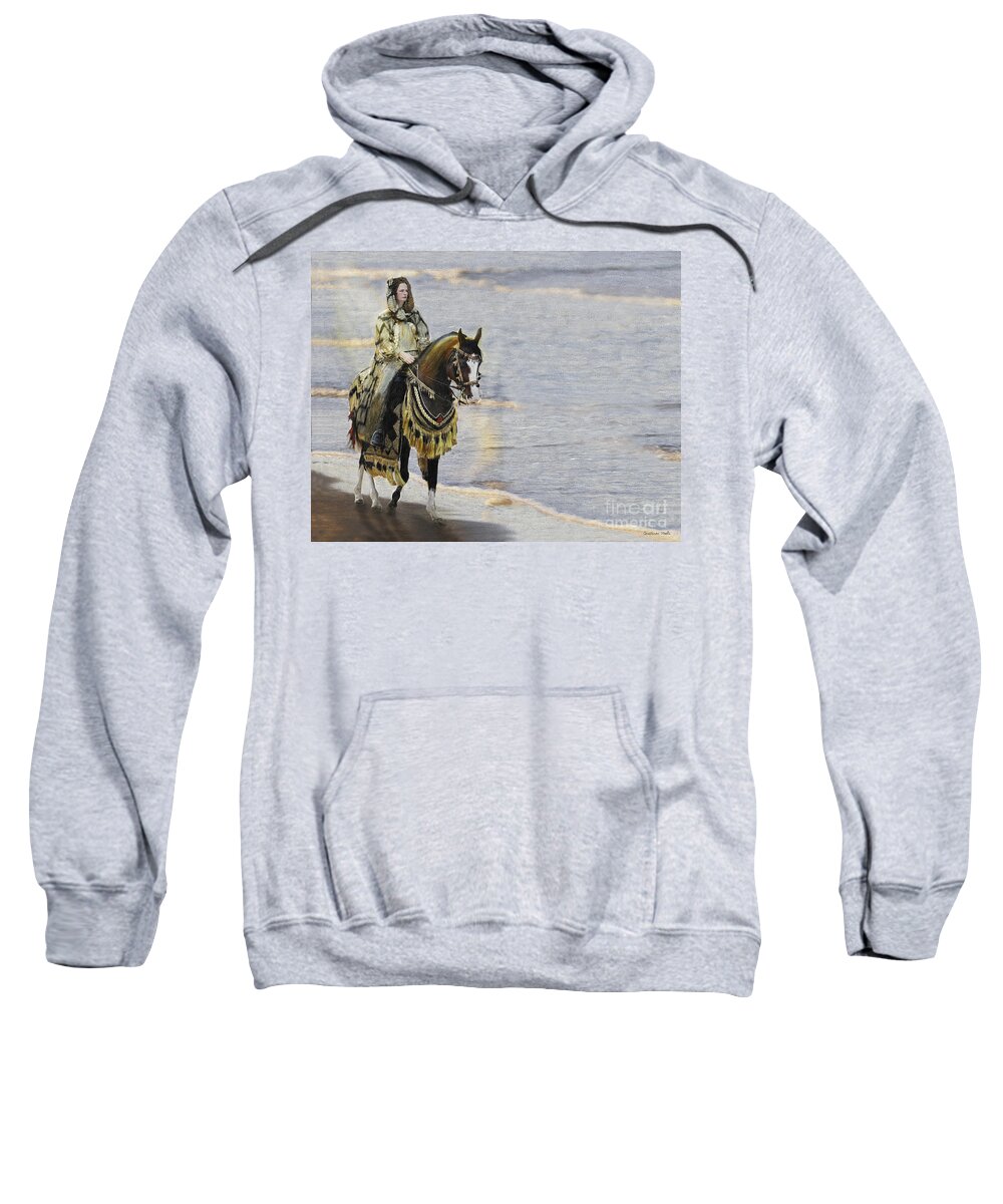 Horse Sweatshirt featuring the painting Queens War Horse by Constance Woods