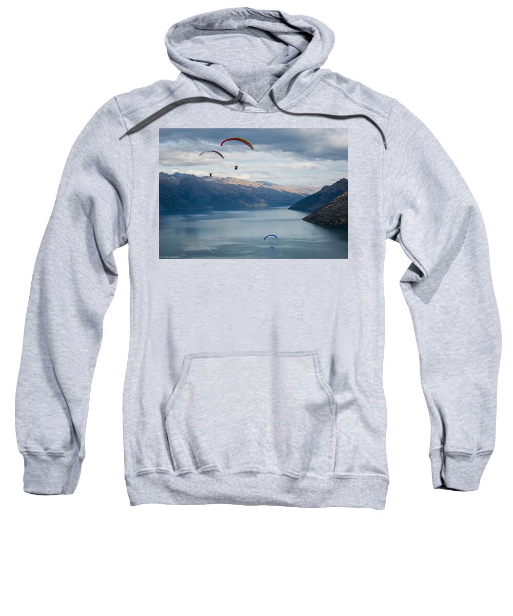 New Zealand Sweatshirt featuring the photograph Queenstown Paragliders by Chris Cousins