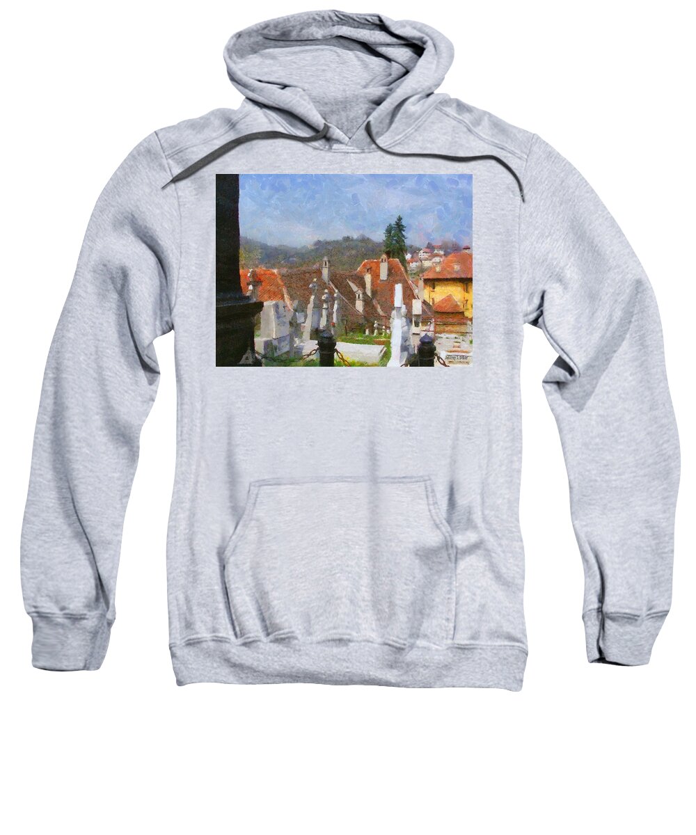 Architecture Sweatshirt featuring the painting Quiet Neighbors by Jeffrey Kolker