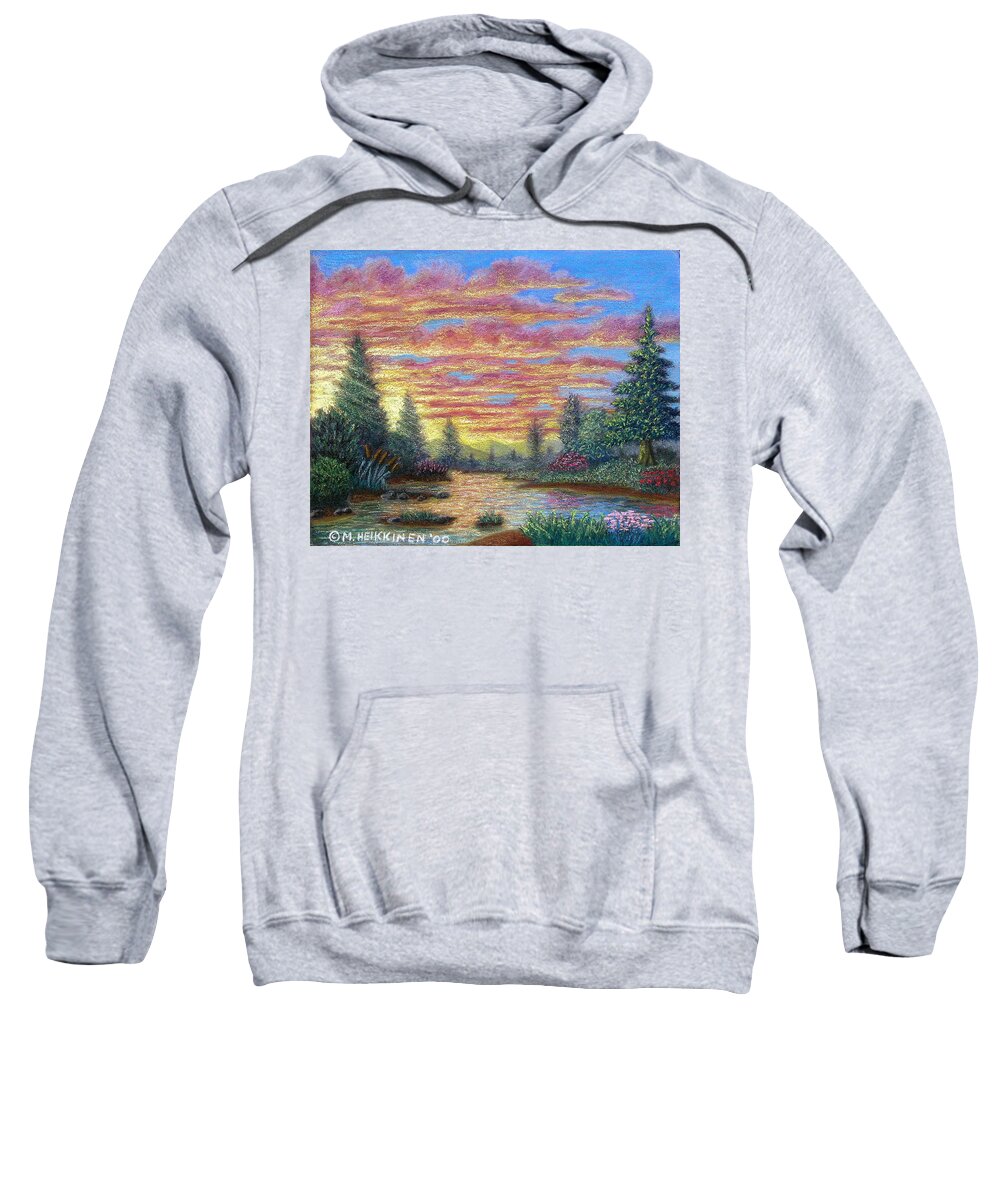 Quiet Sweatshirt featuring the pastel Quiet River by Michael Heikkinen