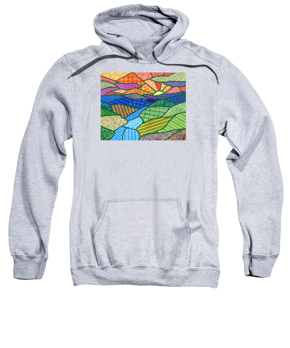 Clouds Sweatshirt featuring the painting Quilted Appalachian Sunset by Jim Harris