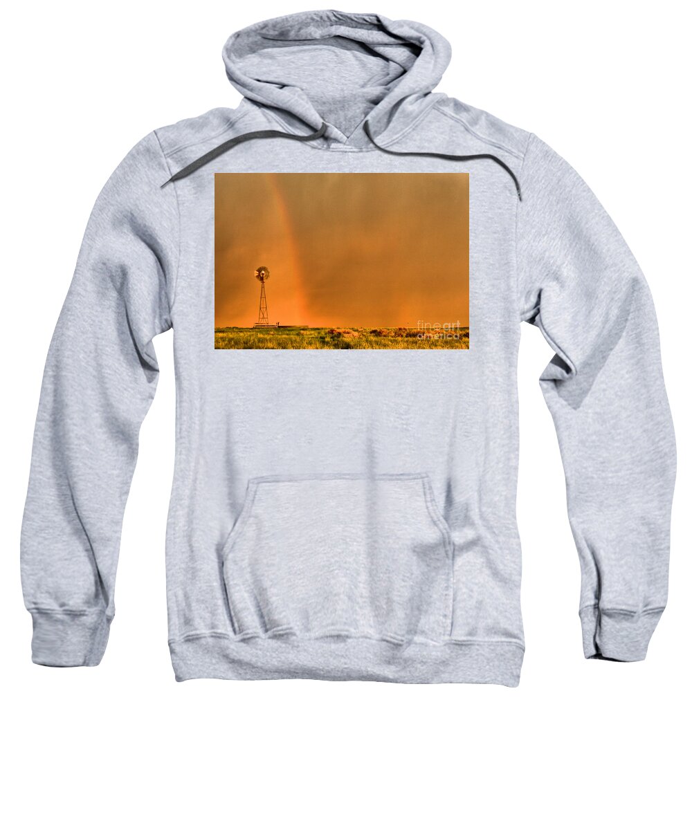 Landscape Sweatshirt featuring the photograph Rainbow and the Windmill by Steven Reed