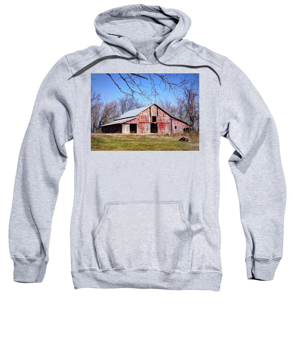 Rural Sweatshirt featuring the photograph Red Barn on the Hill by Cricket Hackmann