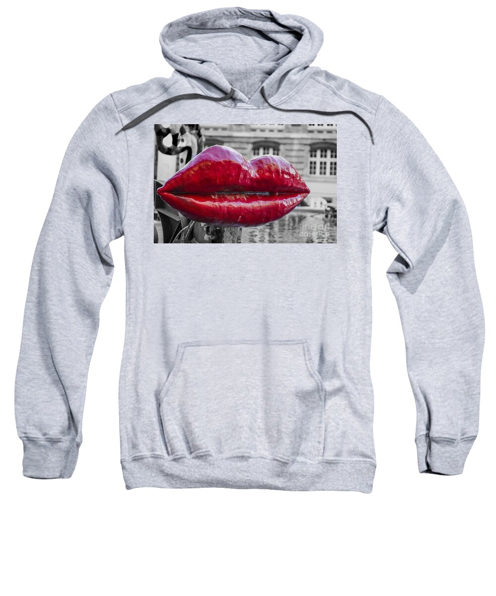 Ancient Sweatshirt featuring the digital art Red lips by Patricia Hofmeester