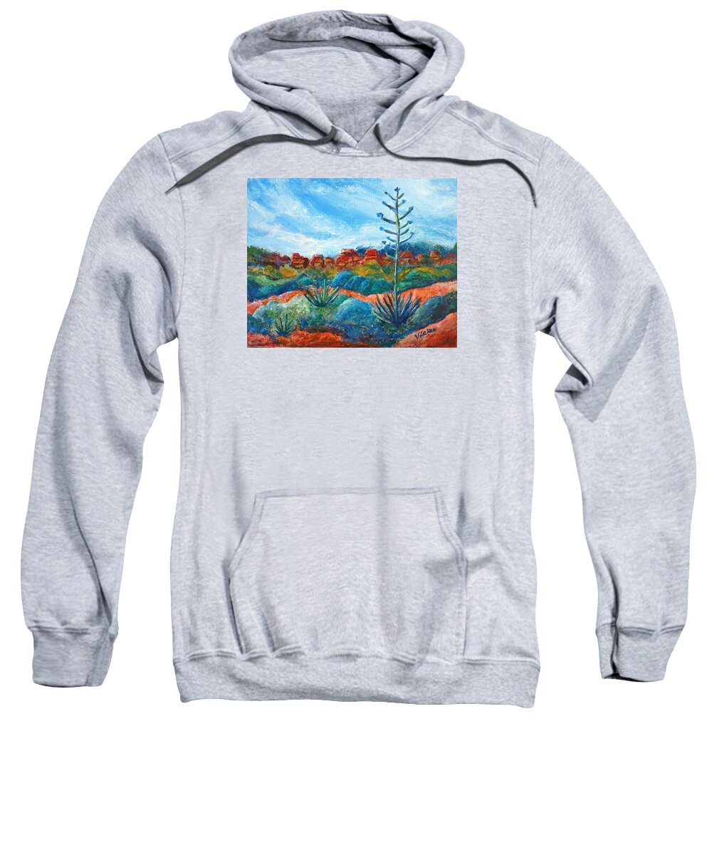 Red Rocks Sweatshirt featuring the painting Red Rocks by Victoria Lakes