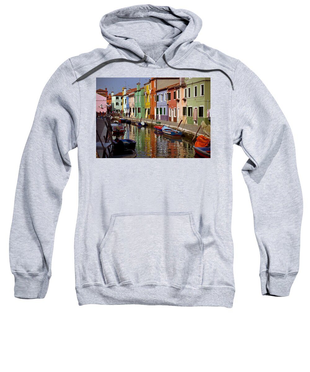 Burano Sweatshirt featuring the photograph Reflections of Burano by Jenny Setchell